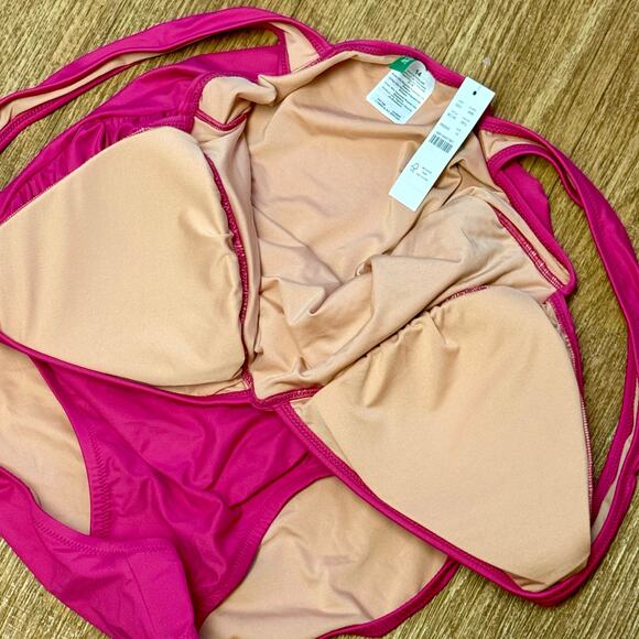 J. Crew Pink Ruched V-Neck One-Piece Size 14 - Picture 5 of 10